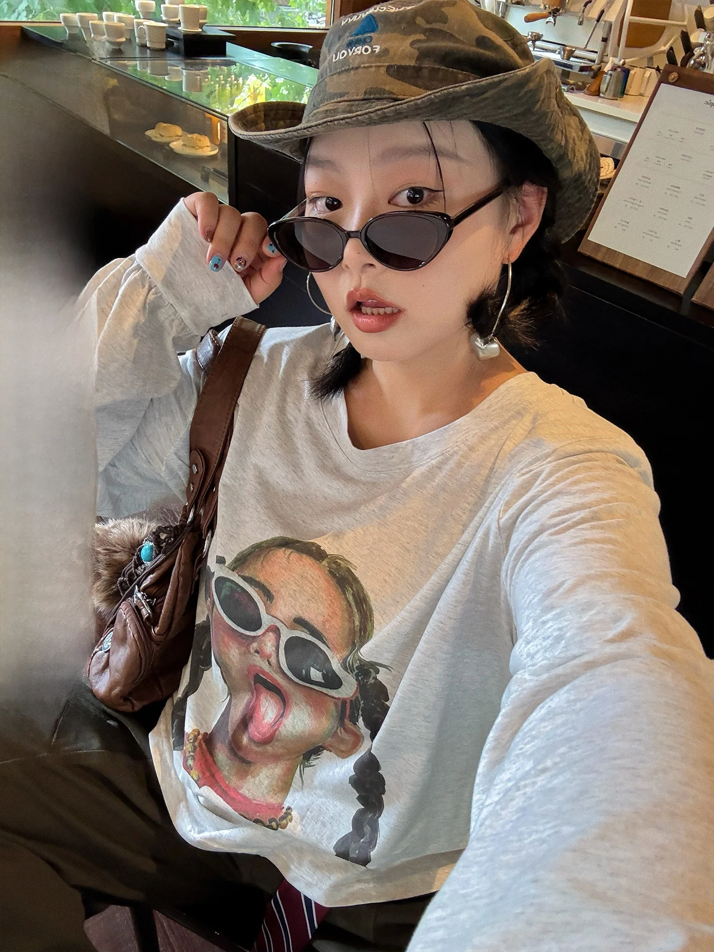 

Женская длинная футболка размера плюс из чистого хлопка, винтажный свободный крой с принтом тысячелетия, круглый топ на осень