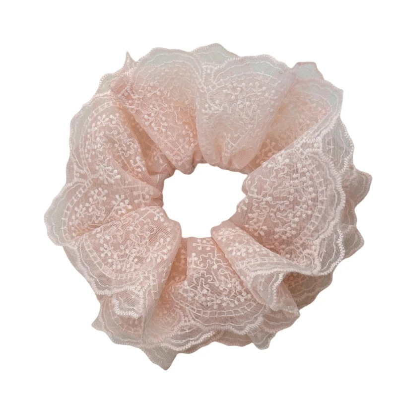 Elegant Lace Scrunchies for Women Soft Fabric Hairbands Elastic Hair Ties Comfortable Hairpieces Hair Decoration