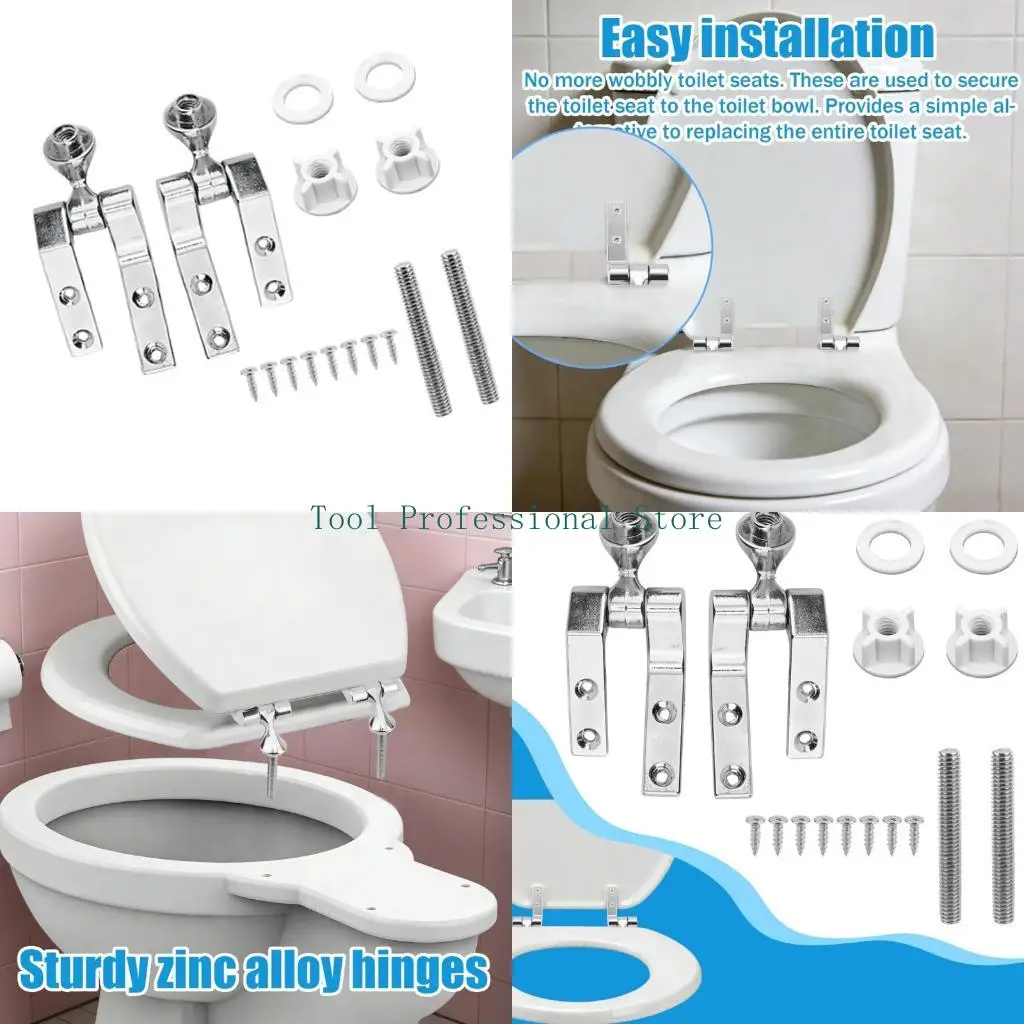 

57QF 2Pcs Heavy Duty Toilet Hinges with Bolts & Screws for Secure Installation