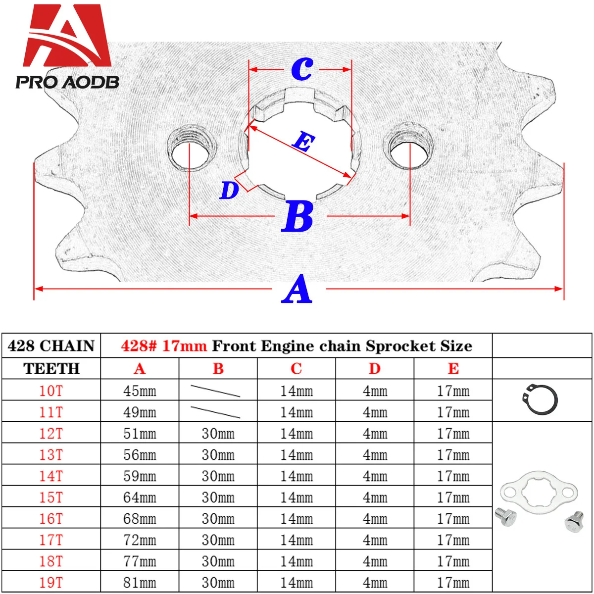 10/12/13/14/15/16/17/18/19 Tooth Front Drive Sprocket Fits 428 Chain 17mm Shaft For 110cc 125cc Motorcycle Repair Spare Parts - view 2