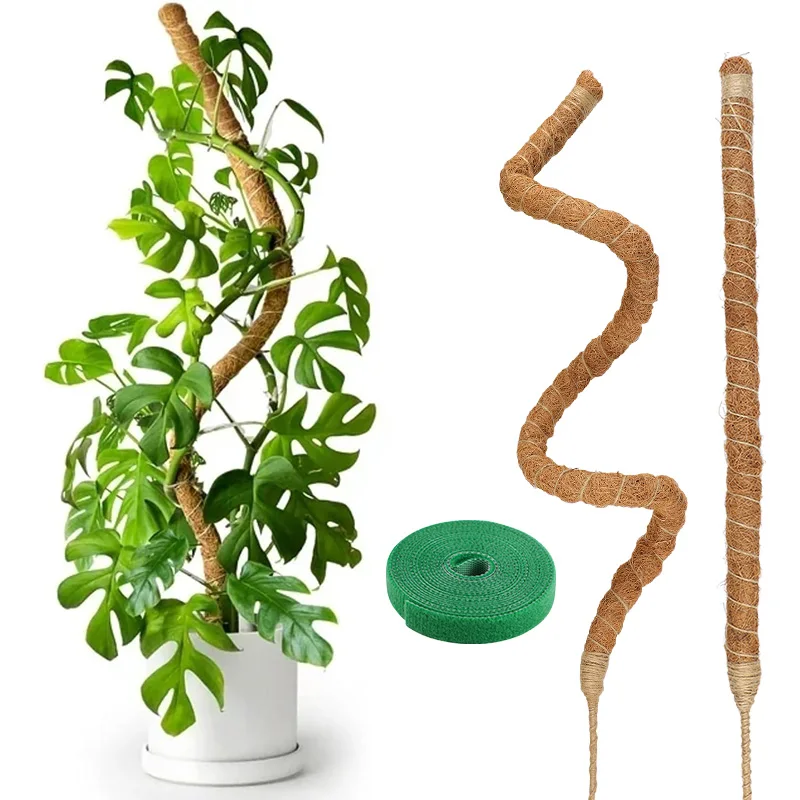 60/80/100cm Climbing Vine Stand Jute Rope DIY Bendable Moss Pole Outdoor Indoor Coconut Coir Plant Bracket Potted Vine Plant