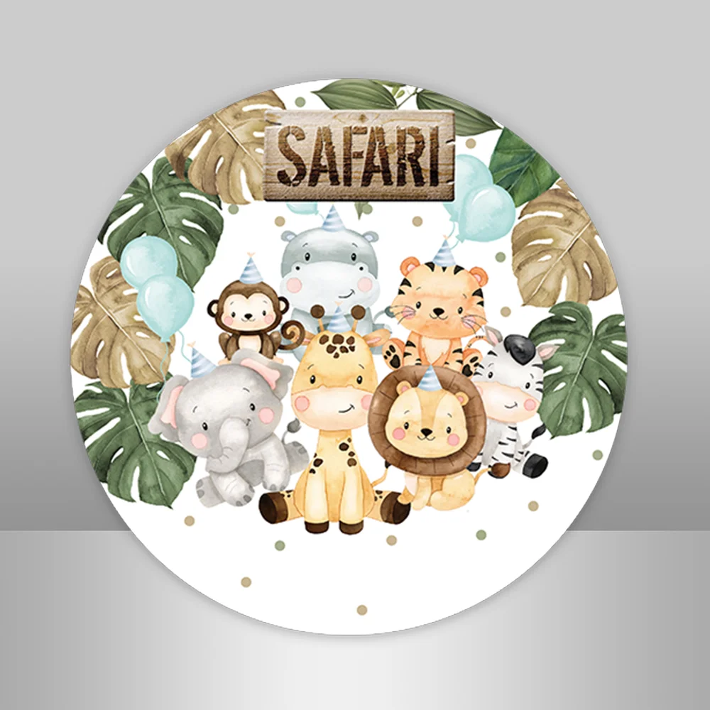 سفاري وايلد غطاء قوس واحد جدار عيد ميلاد الاطفال خلفية مستديرة الوليد استحمام الطفل خلفية التصوير كعكة الجدول طيدة يغطي