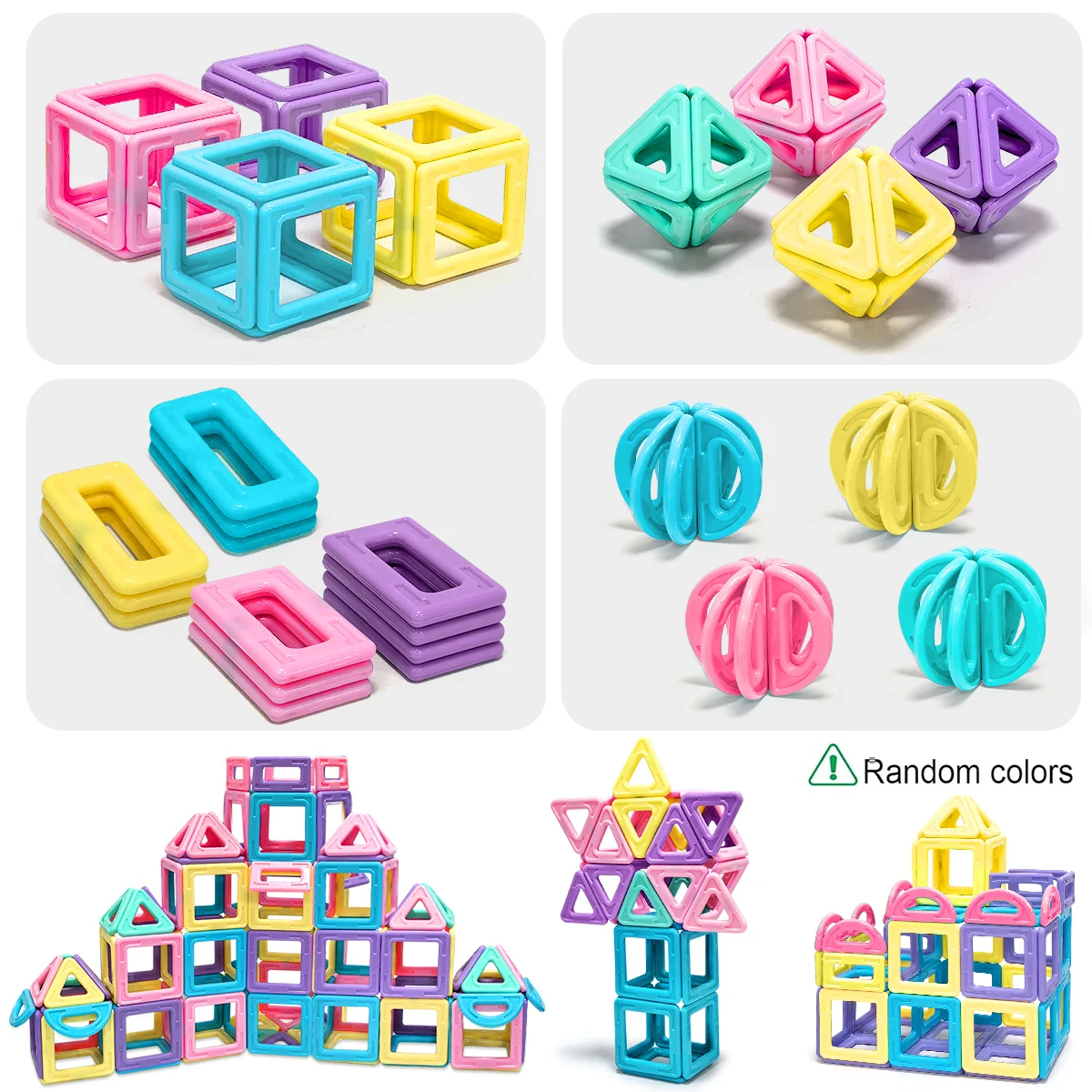 Conjunto de blocos de construção magnéticos, brinquedo STEM para menino e menina, quebra-cabeça educacional infantil, construção de presente de aniversário e Halloween, macaron