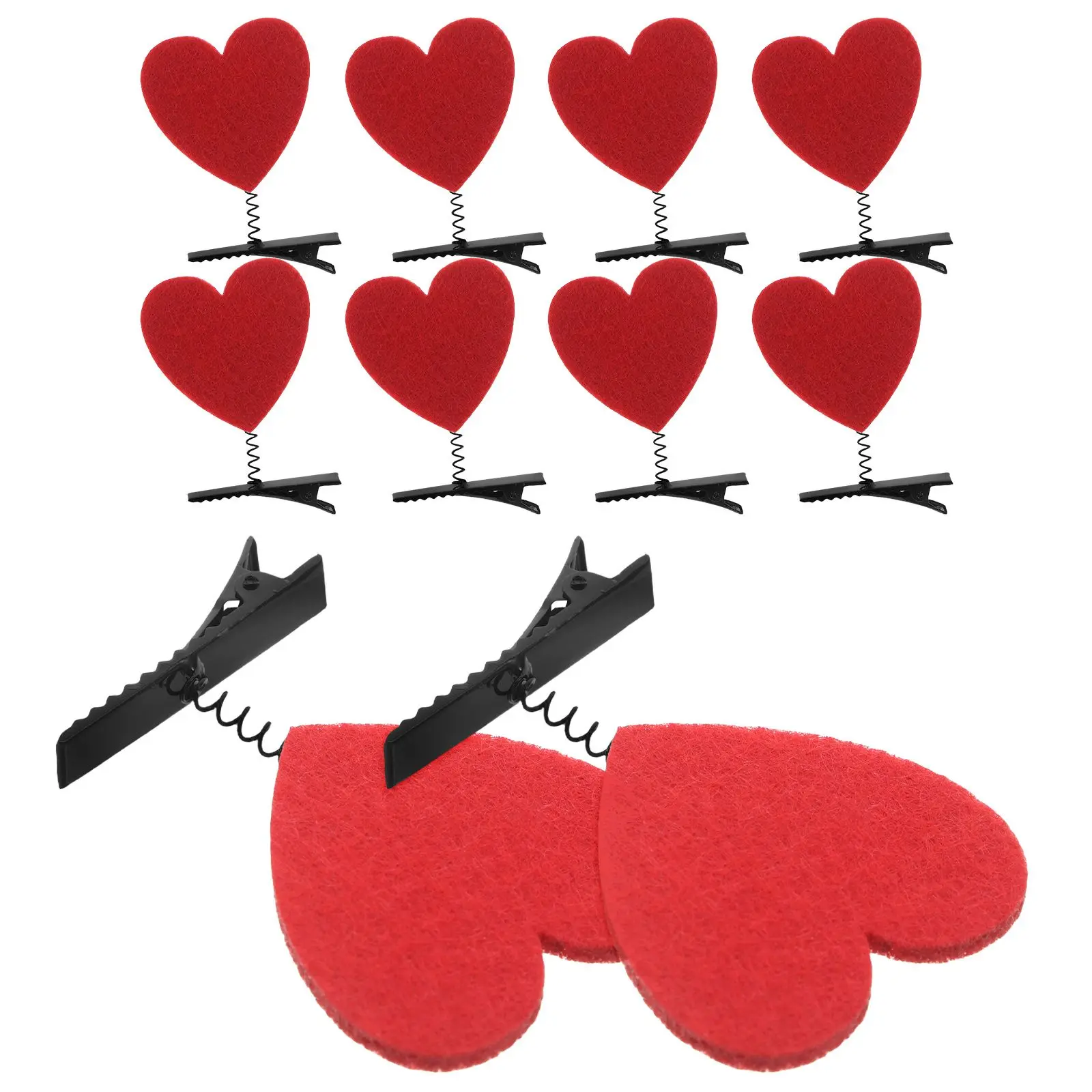 

10pcs Heart-shaped Hair Clips Red Valentine Accessories Women Bulk Party Favors Comfortable Materials Craftsmanship
