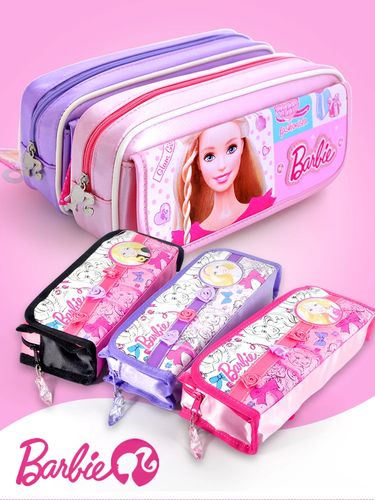 Barbie Pencil Cases Two Layers Pencil Box Pen Holder Kid Large Capacity Pencil Bags School Supplies Children Zipper Stationery