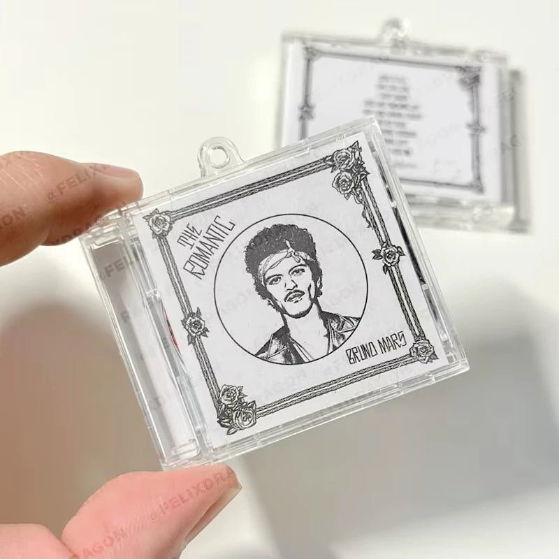 R&B Bruno Mars MINI CD NFC Music Keychain Play songs The Romantic Album On My Soul Keyring Cosplay Pendant Necklace Accessories