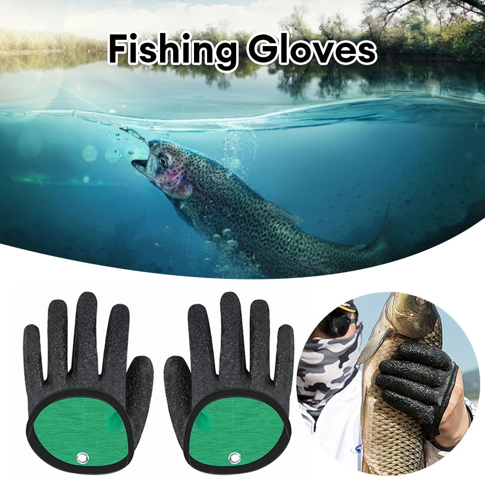 

Fishing Gloves Catch Fish Anti-slip Knit Full Finger Waterproof Work Cutproof Glove Clasp Left Right Apparel Protect Hand