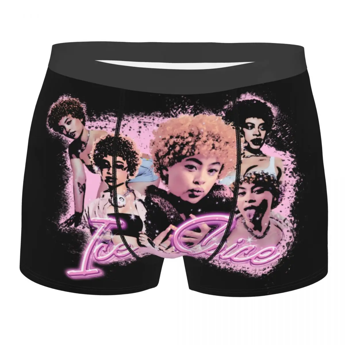 Custom Male Fashion Ice Spice Collage Hiphop Music Rap Underwear Boxer Briefs Stretch Shorts Panties Underpants