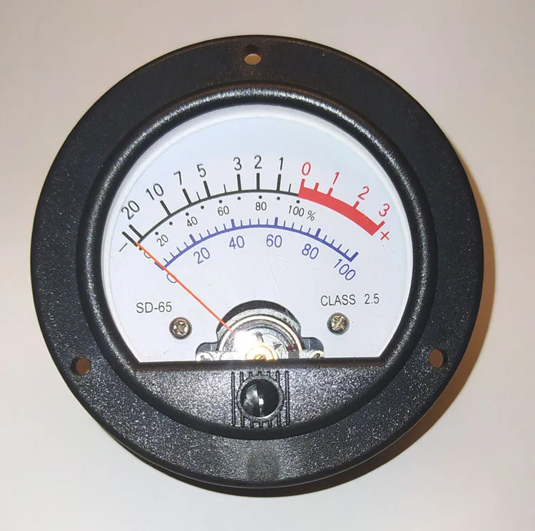 Round Pointer Type Meter Retro Audio Level Meter Power Meter SO65 Yellow Backlight Driver-free