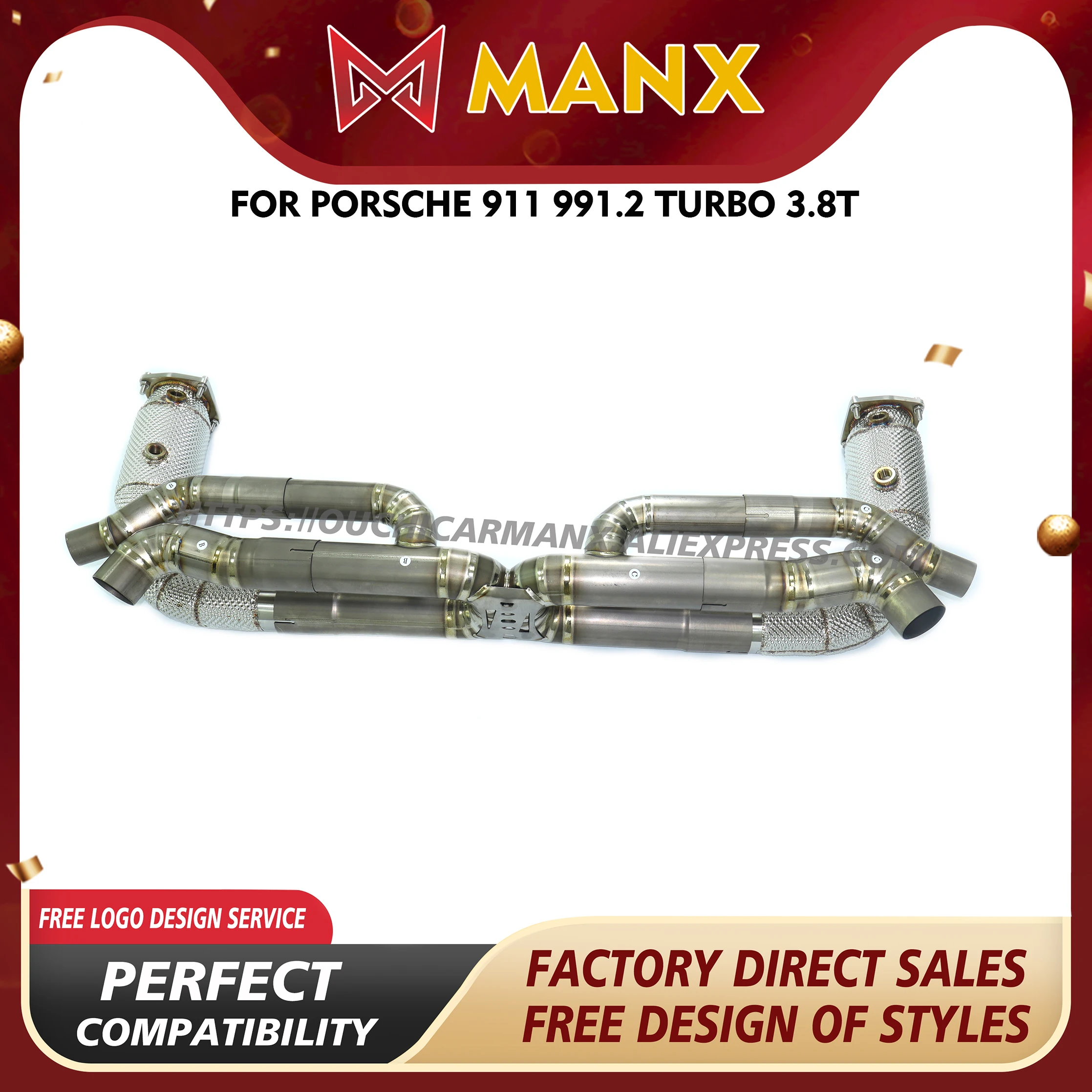 

MANX Ti Catback for Porsche 911 991.2 Turbo 3.8T Exhaust system Sounds good TIG manual welding Downpipe SS304