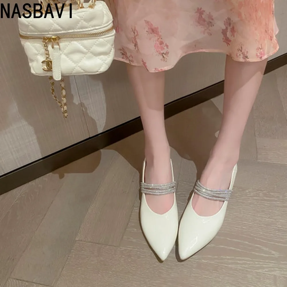2026 Fashion Crystal Shallow Women Shoes Pointed Toe French Elegant Pumps Spring Stiletto Loafers Single Dress Shoes Top quality