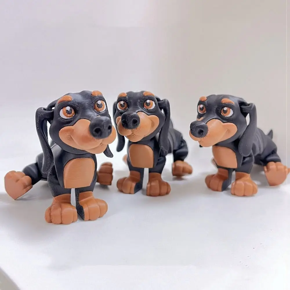 Wielozłączeniowy pies drukowany w 3D, ruchomy pies dachshund z wieloma stawami, rękodzieło, nowatorska figurka symulująca border collie.