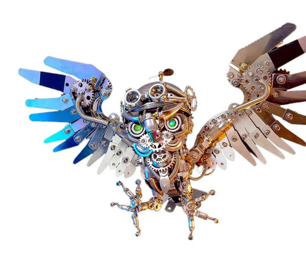 3D Puzzle Steampunk Owl Model Kit DIY Metal Assembly Eagle Toy Animal Model for Children Adult Christmas Gift - 700+PCS