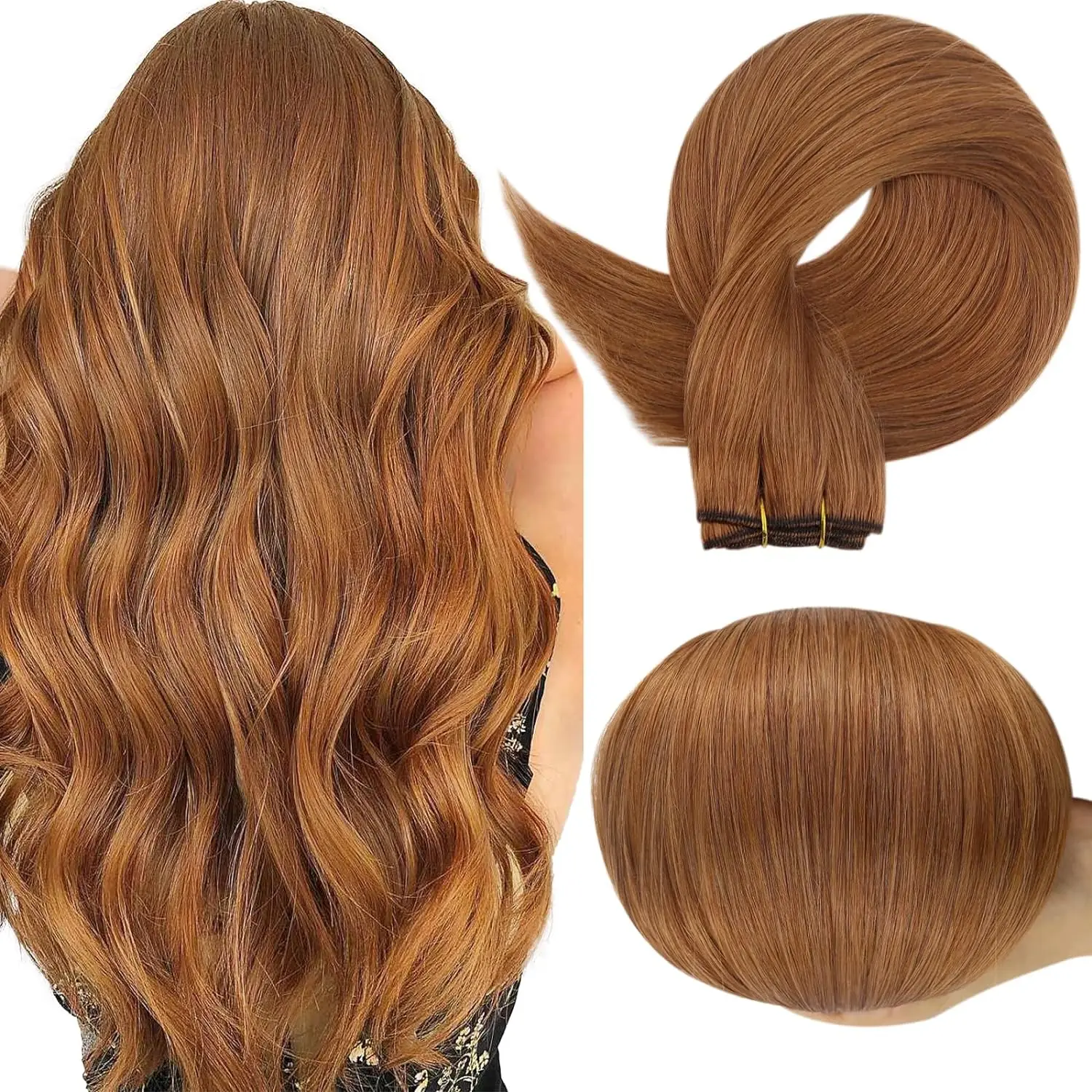 Volledige Glans Menselijk Haar Inslag Extensions Haarbundels Ombre Blonde Kleur 100g Naaien Zijdeachtige Rechte Remy Huid Dubbele inslag Voor Salon