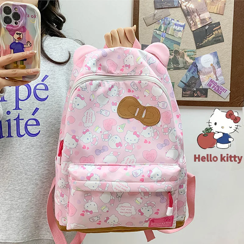 Hello Kitty Kawaii dziewczęcy plecak Sanrio różowo-niebieski młodzieżowy lekki plecak podróżny wysokiej jakości nylonowe dziecięce torby szkolne