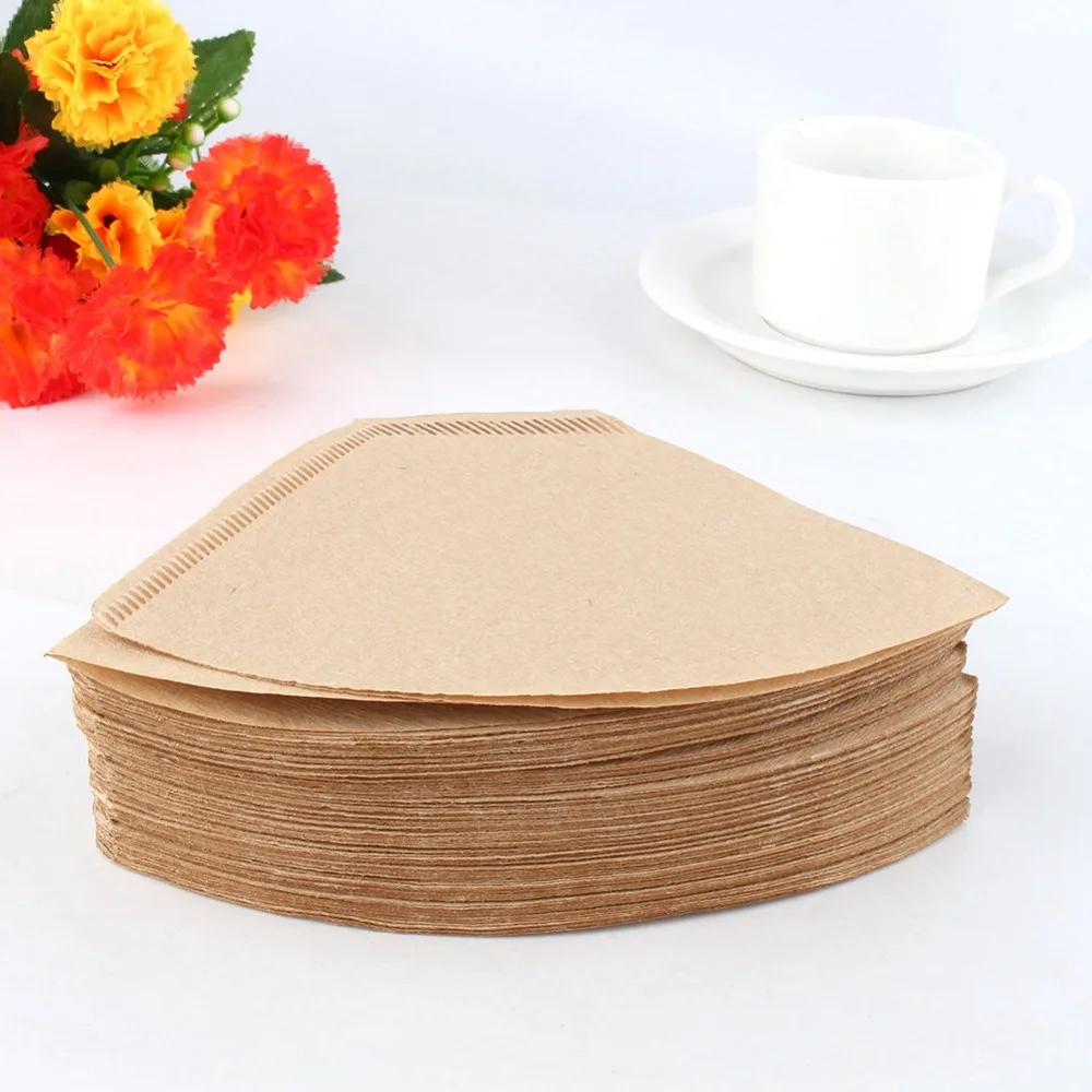 100pcs set Wood Paper Unbleached Coffee Filter 6.5 Inch Wide 4 Inch Tall Coffee Filter Papers Disposable 100 Count
