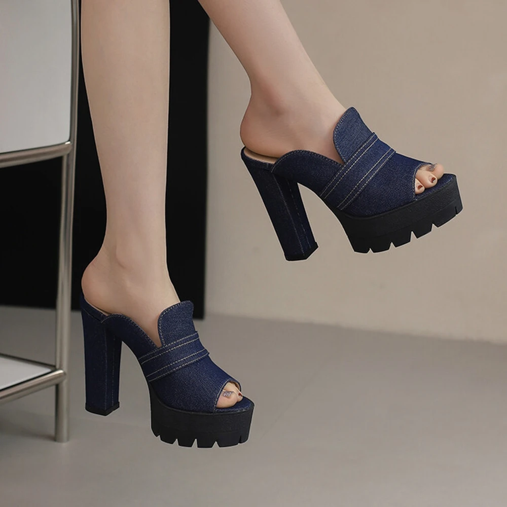 Women Sandals Fashion High Heels Peep Toe Summer Outdoor Slipper Dress Party Ball Wedding Platform Sandals Big Size 50 338-23 - view 6