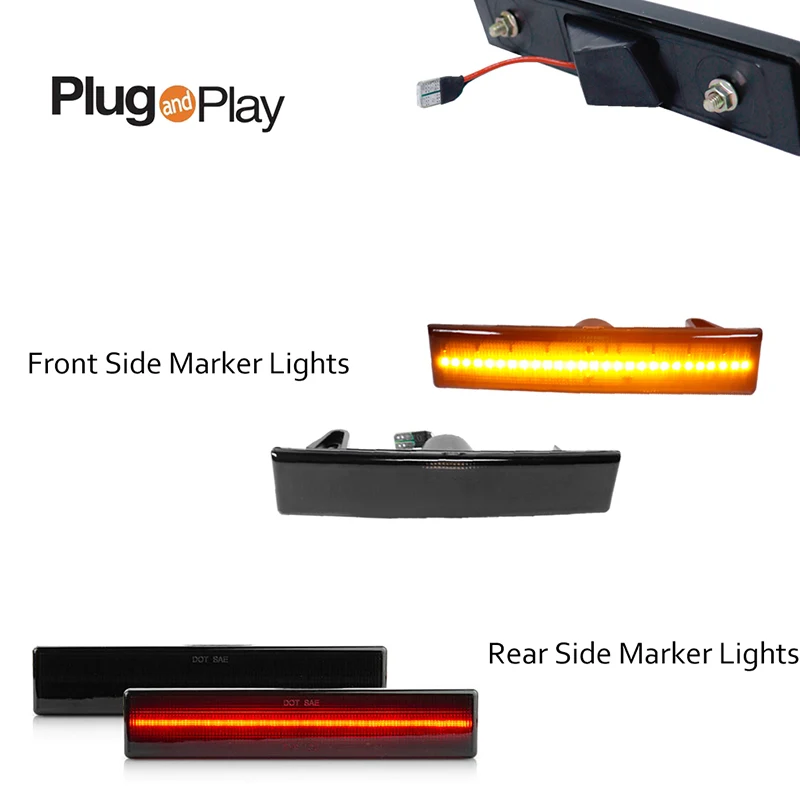 Gtinthebox Front Amber Rear Red LED Car Bumper Side Marker Indicator Light Fender Flare Light For 1986-1992 Toyota Supra MK3 A70
