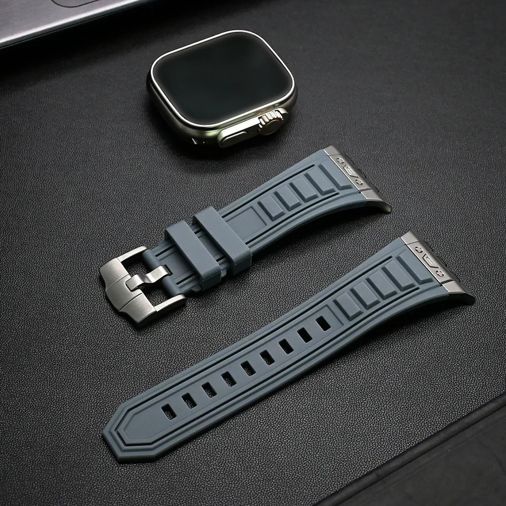 Men Silicone Strap for Apple Watch Band Ultra 1 2 49mm 10 9 8 7 46mm 45mm Sports Band for IWatch Series 6 5 4 SE 44mm Bracelet