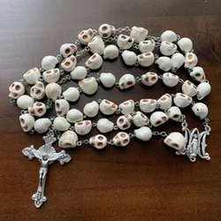 Ivory Howlite Memento Mori Remember Your Death Skull Bead 5 Decade Catholic Rosary