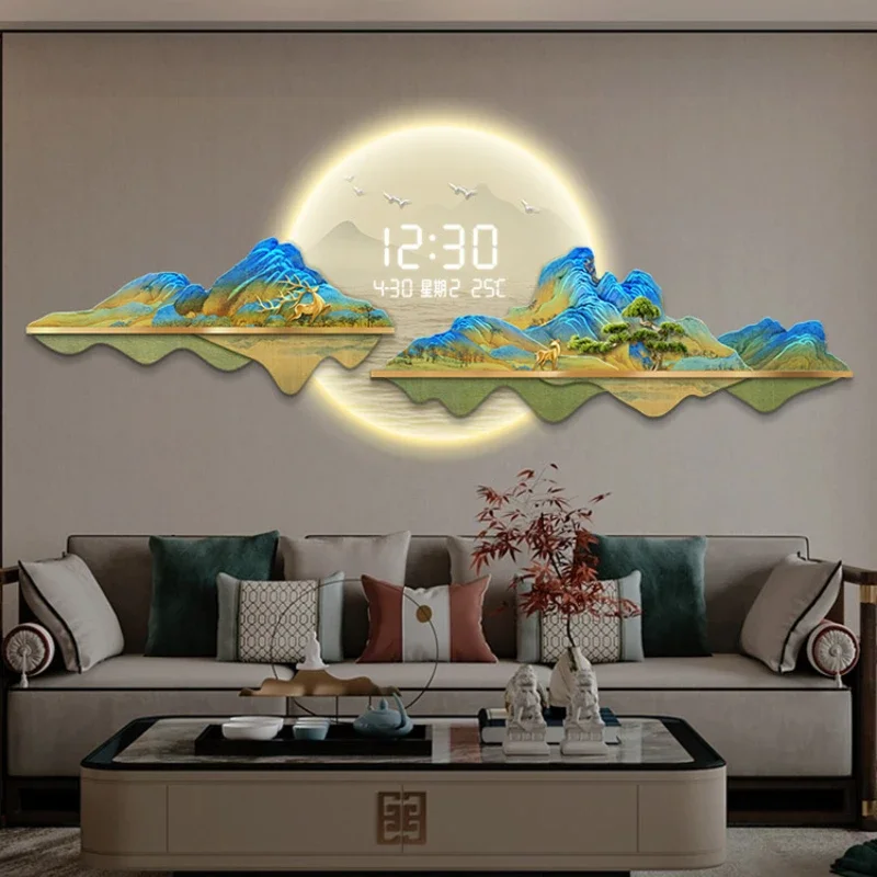 For Aesthetic Date Thermometer Wall Clock Light Living Room Luxury Art Digital Clock Bedroom Modern Relojes De Home Decoration