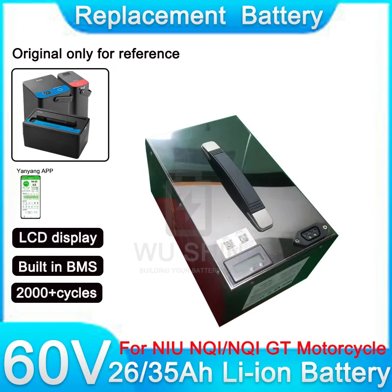 Batería de repuesto NIU Original de iones de litio 60V 26Ah 35Ah para patinete eléctrico NQI NQI GT