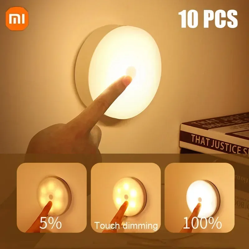 Xiaomi LED Touch Night Light With Motion Sensor 500mAh Battery USB Rechargeable Lamp Magnetic For Bedroom Bedside Table Lighting