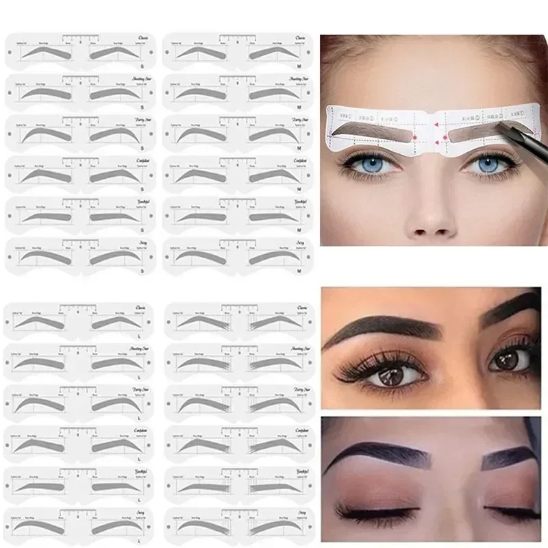 Heallor Muti-styles/Set Reusable Eyebrow Shaper DIY Ruler Stencil Soft Ruler Brow Definer Eyebrow Stamp Card Shaping Women Make