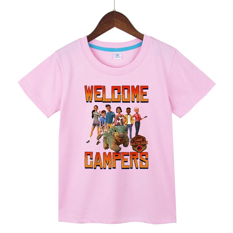 Jurassic World Camp Cretaceous Welcome Campers Group Boy Girl T shirt Cotton Kids Camiseta Summer Short Sleeve Kids T-Shirt