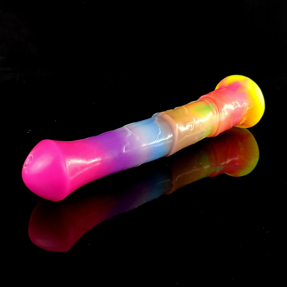 FAAK Luminous Horse Dildo With Suction Cup Long Animal Penis Glow in Dark Flexible Anal Sex Toys For Women Men Erotic Products