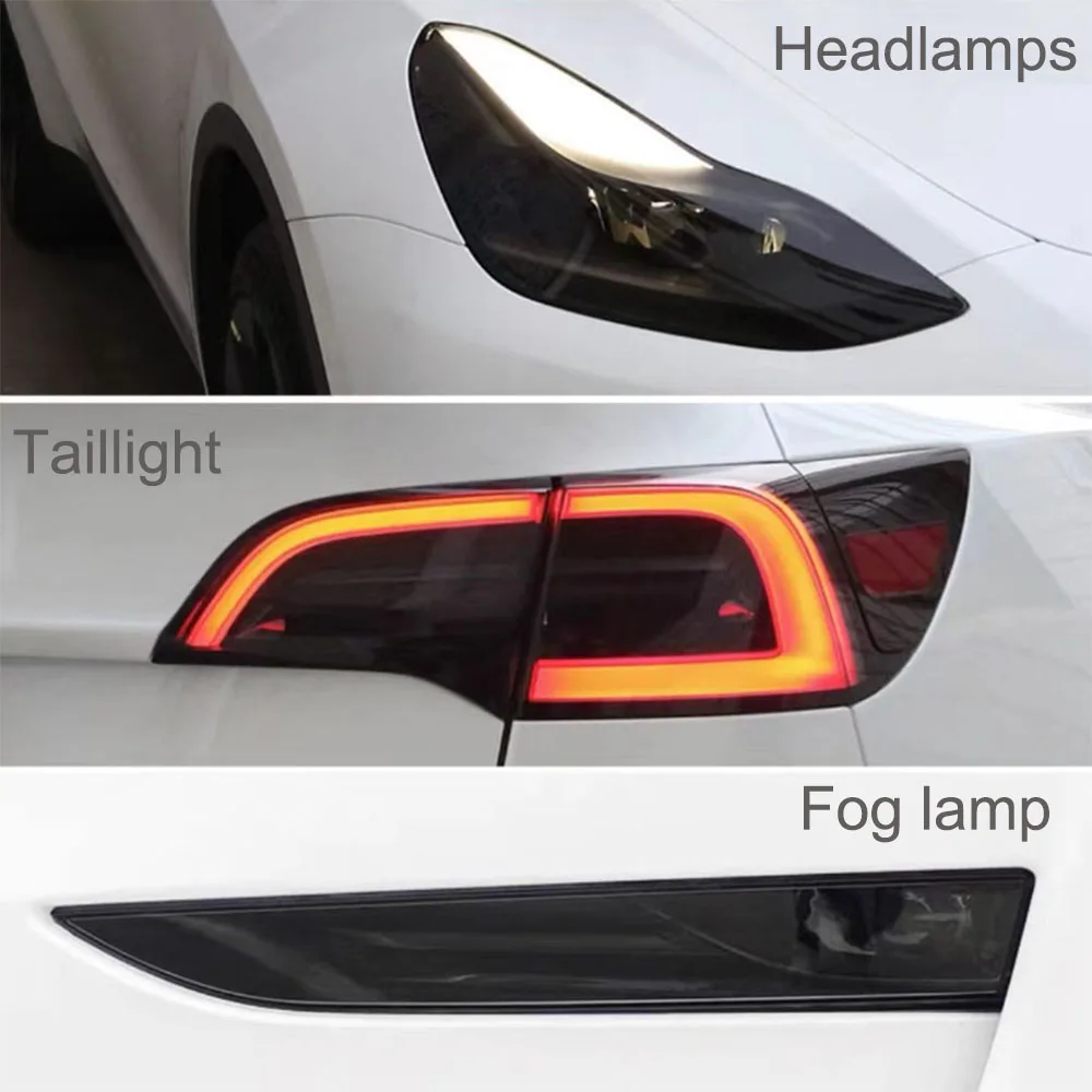 Película protectora de luz antiniebla para faro trasero, película de modificación de Color negro para Tesla Model 3 Y 2017-2023 TPU