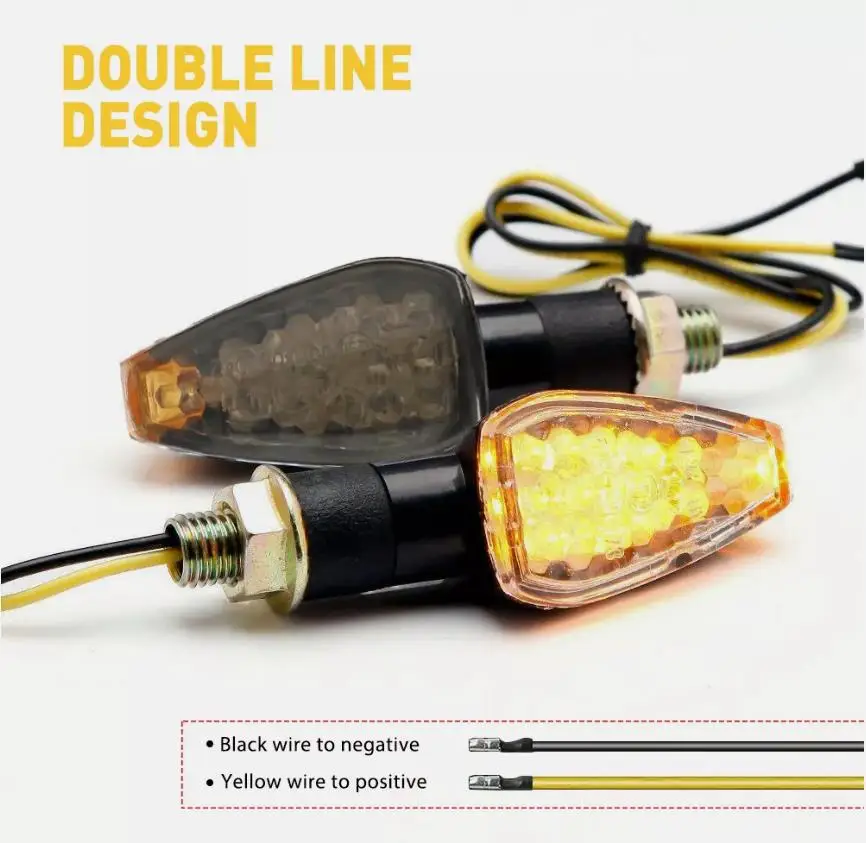 2pcs/set Motorcycle Front&Rear Turn Signal Lights Steering Lamp Super Bright Waterproof 14 LED Car Accessories