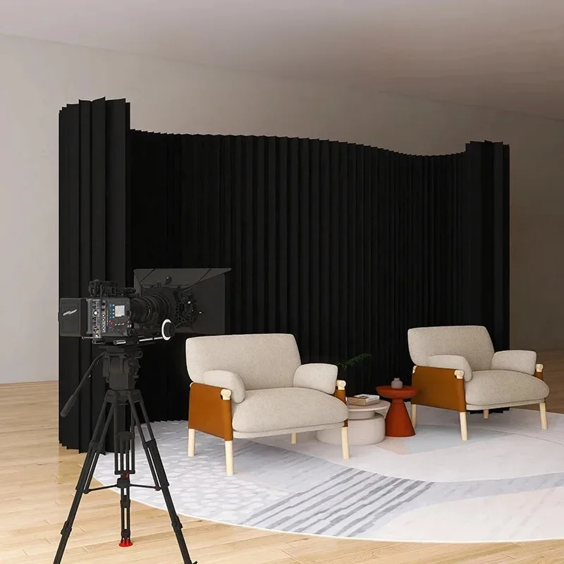 

Black Folding Partition Screen Living Room Office Porch Partition Artifact Paper Wall Live Broadcast Mobile Background Desk Divi