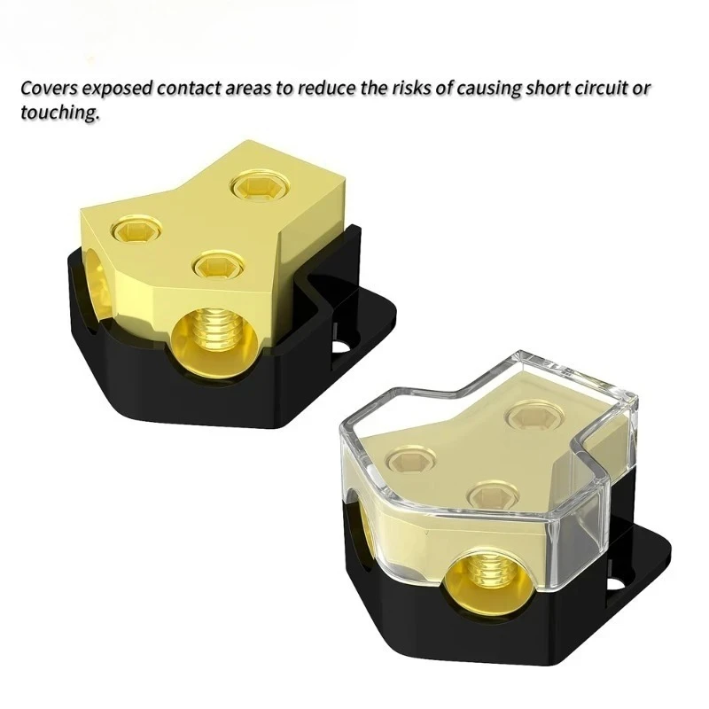 Power Distributor Block Car Solid Brass 2 Way Copper Car Audio Power Ground Spliter 0/4gauge AWG For Car Aud WH