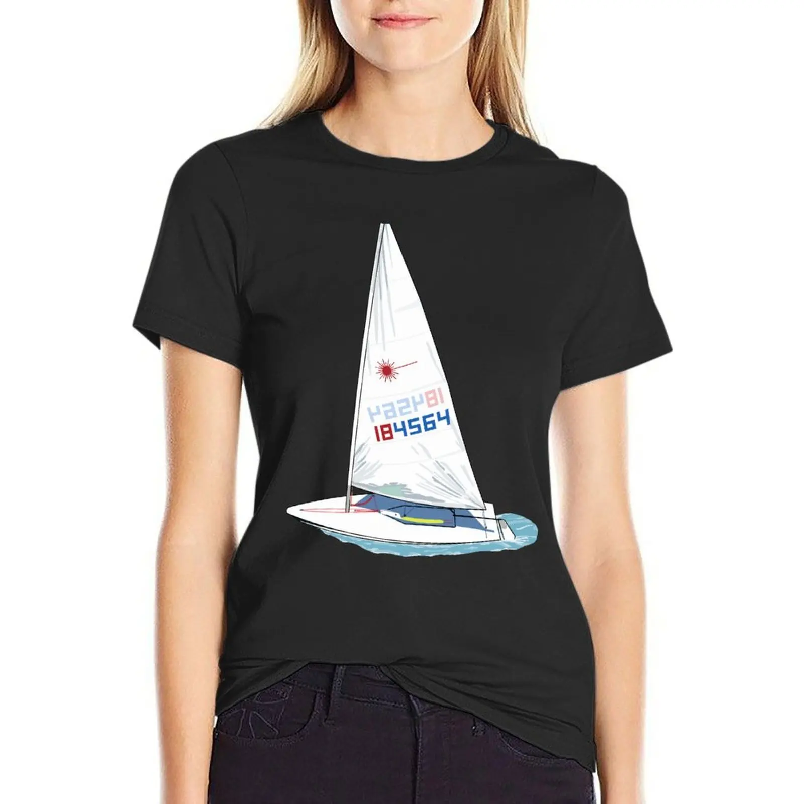 Laser Sailing T-Shirt vintage clothes tops oversized graphics clothes for woman