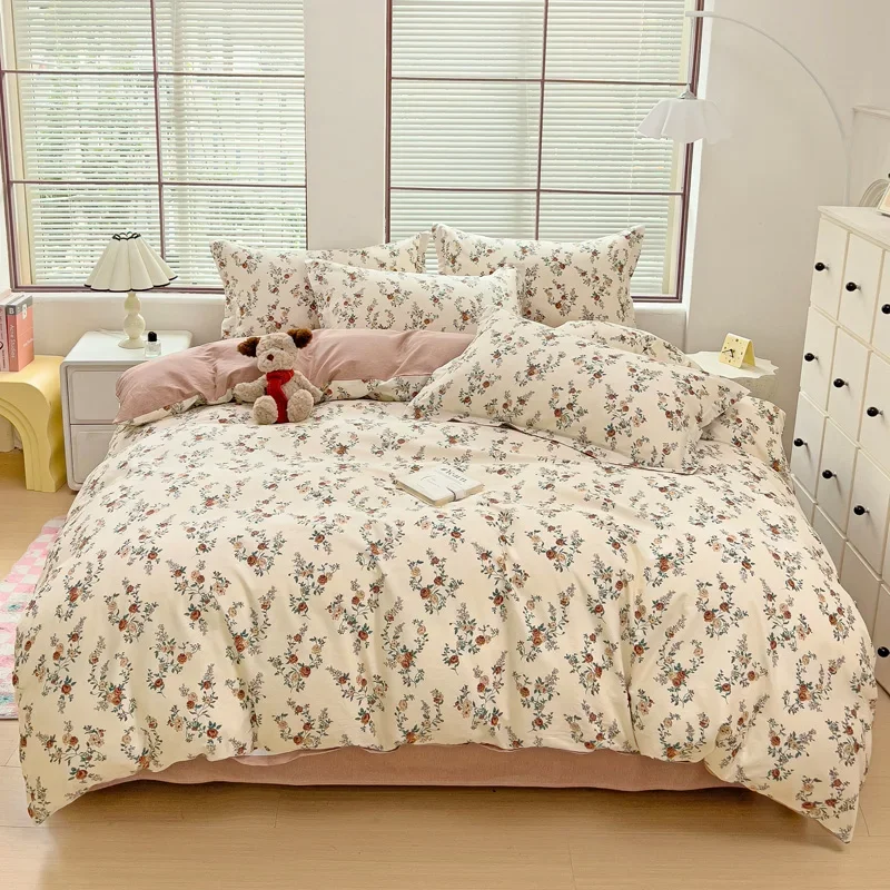 3Pc 100% cotton Print Duvet cover set,skin soft friendly comfortable Plants and flowers pattern,Bedroom Bedding(without filler)