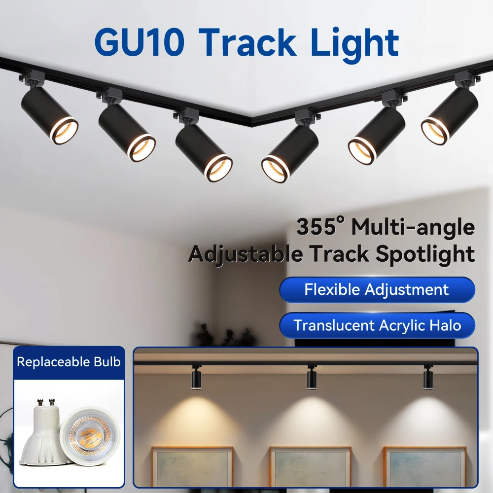 

GU10 трековый светильник, светодиодные потолочные светильники, полный набор светильников для гостиной, магазина, декора, кухни, спальни, светодиодные точечные светильники