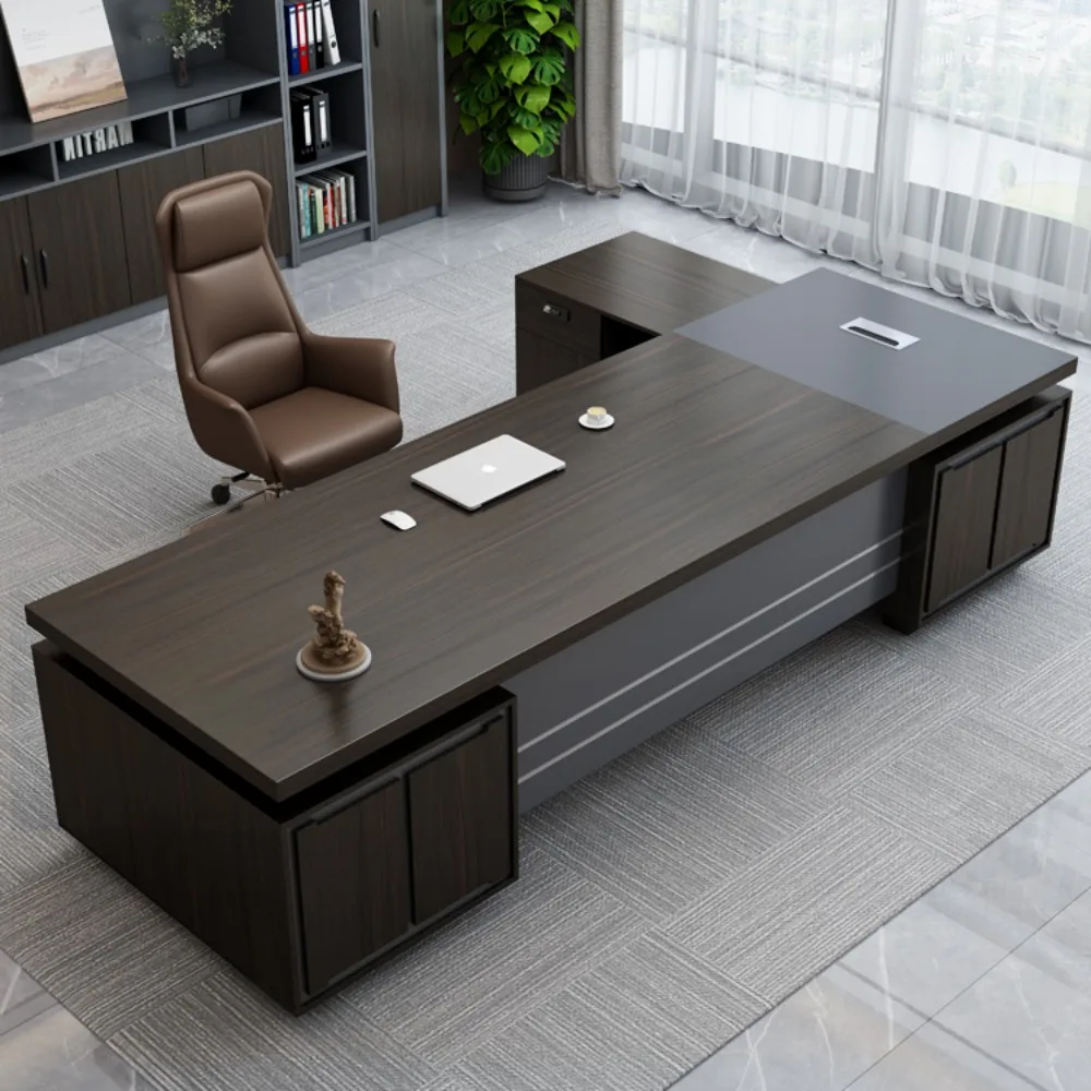 Secretary Black Office Desk Luxury Bookshelf Conference Supplies Computer Desks Writing Modern Mesa De Computador Home Furniture