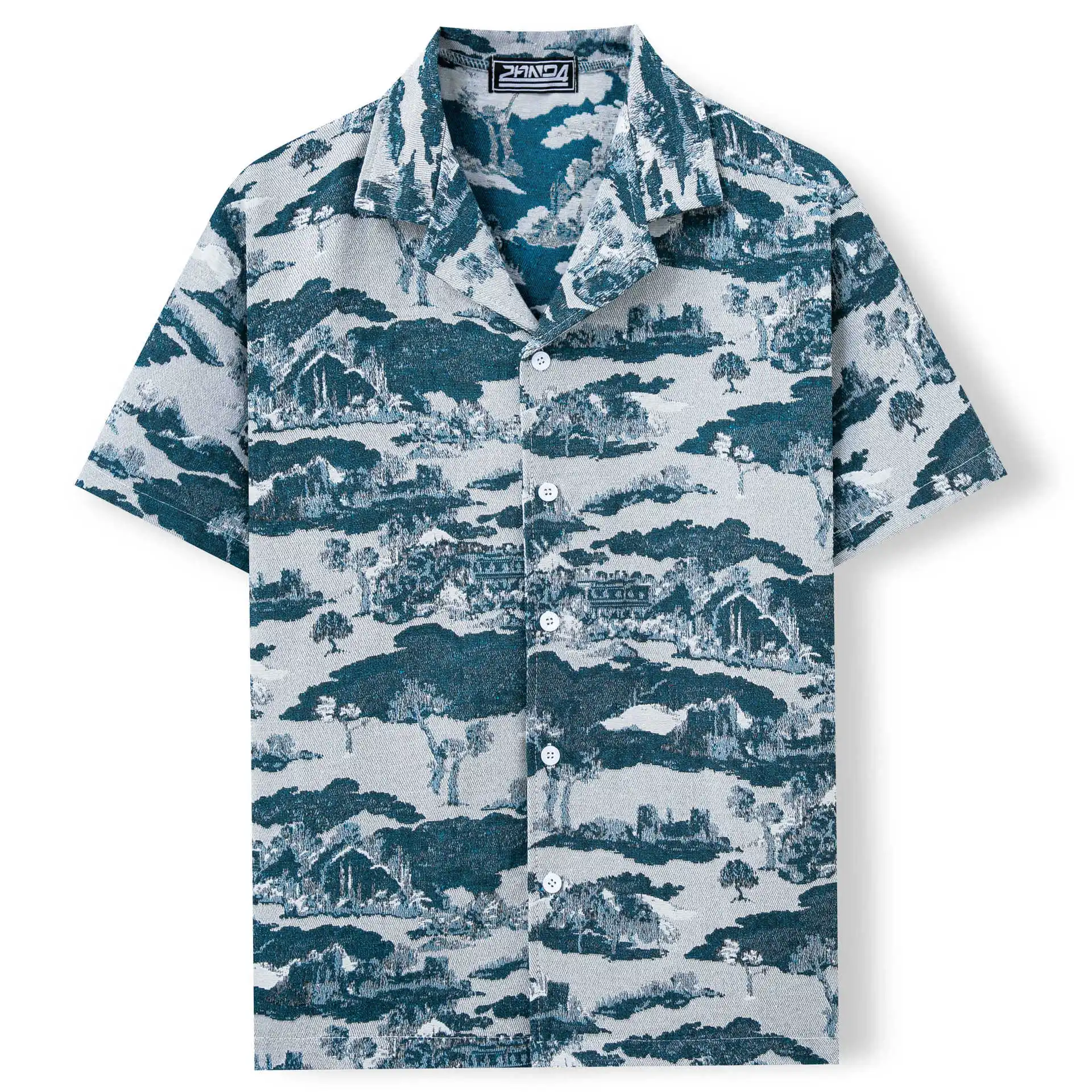 

Men's Short Sleeve Color Woven Shirt Cuba Collar Hawaii Style Casual Fashion Polyester Fabric Thickened Summer New Arrival