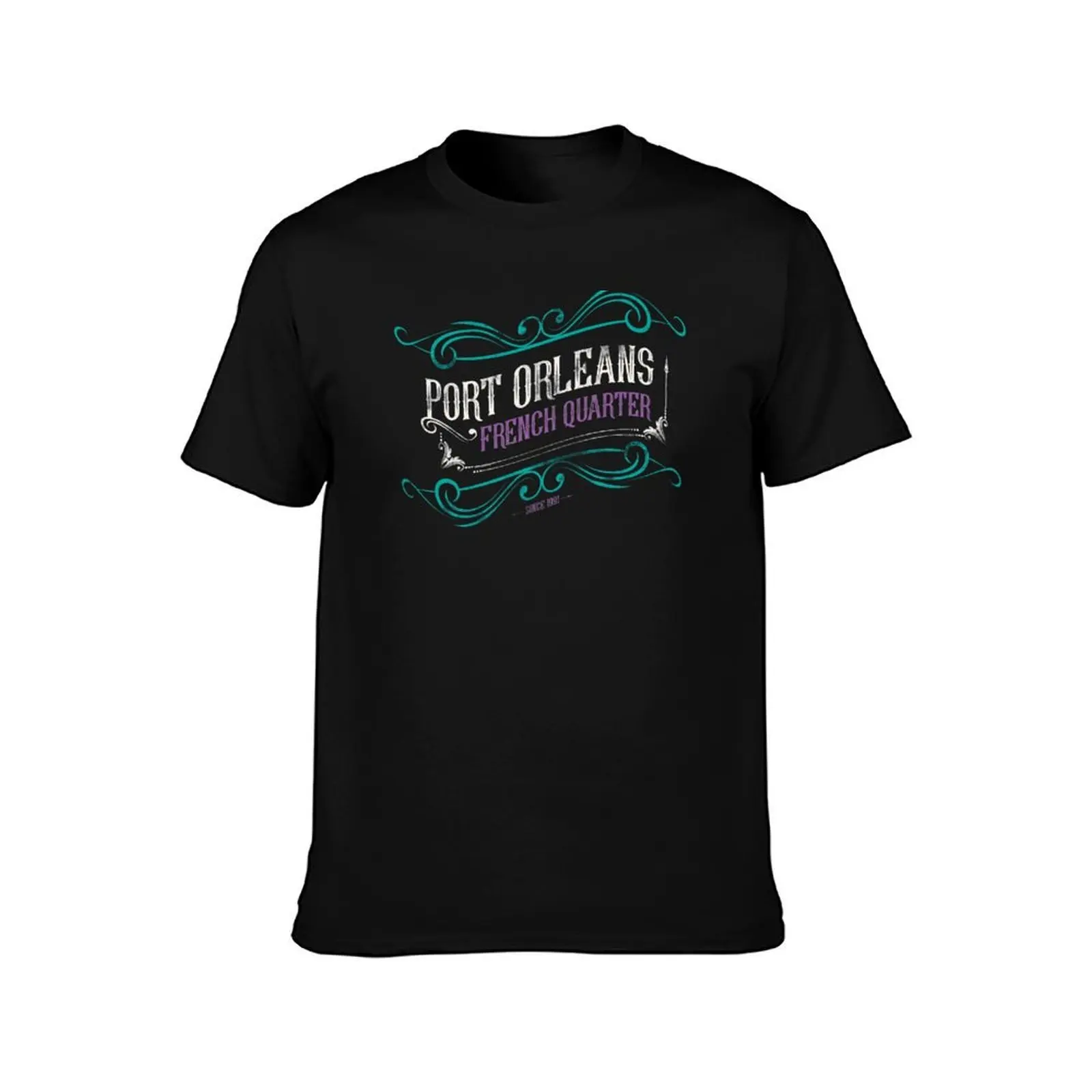 Port Orleans French Quarter T-Shirt, Summer Casual Cotton Tee, Oversized Streetwear Tops, Vintage Graphic Print, 100% Cotton