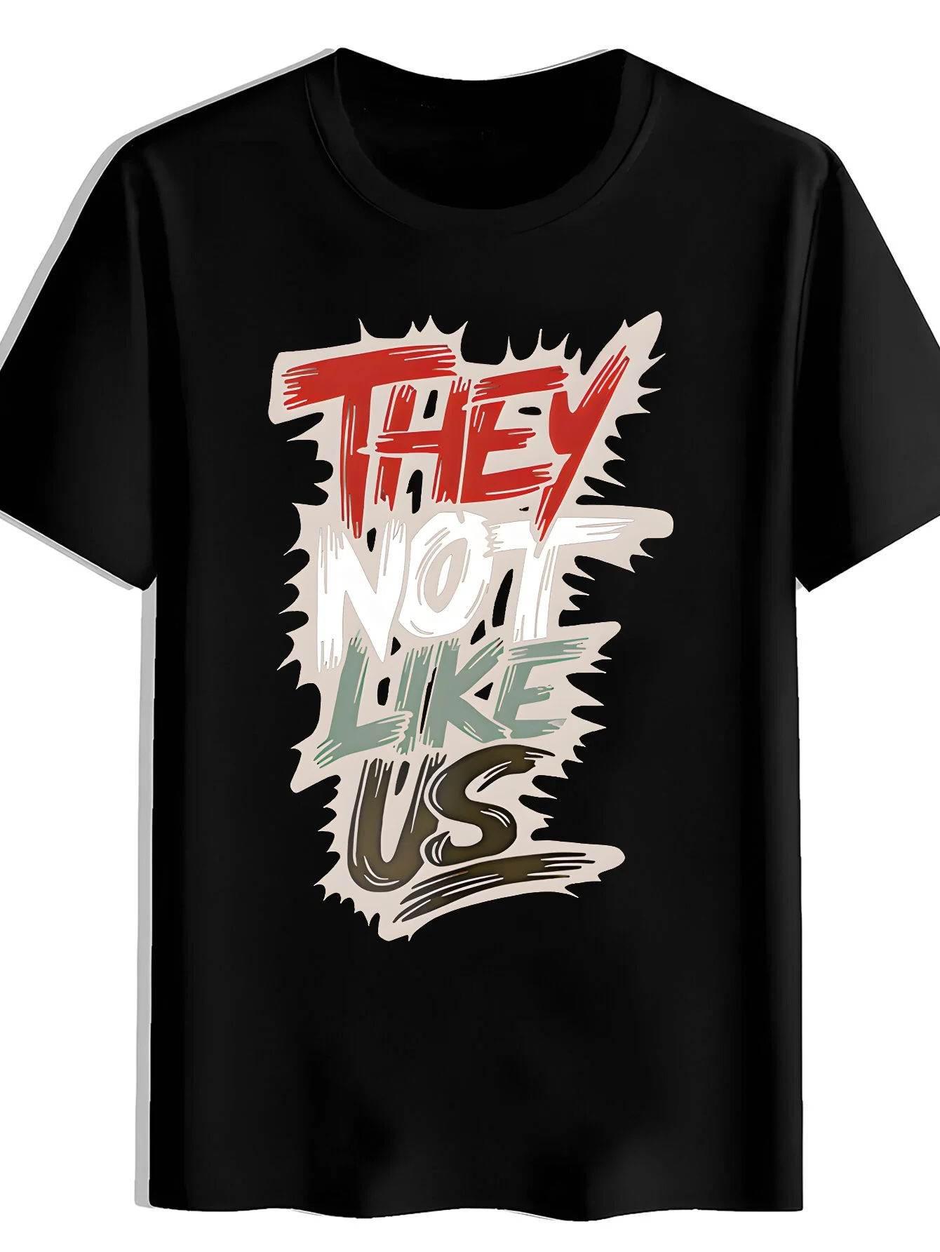 Letter Color Print Pattern Men'S Casual Round Neck T-Shirt, Soft Comfortable Wrinkle-Resistant Men'S Top, Machine Washable Non-Pilling, Easy Dry And Care High V Short Sleeve T-Shirt, Durable And Non-Deformable, Suitable for Daily Wear, Exercise