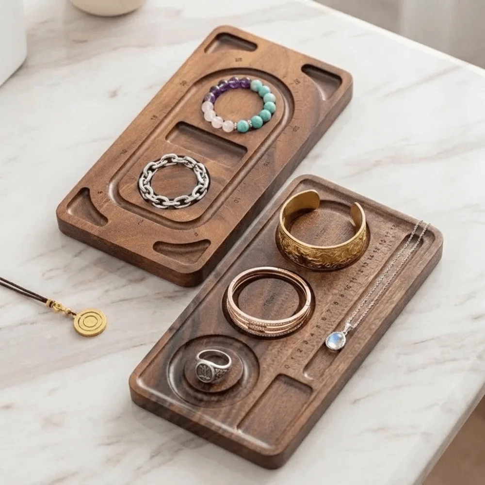 

Wood Bracelet Sizing Tray Sturdy DIY Wooden Jewelry Tray with Scale Versatile Bead Board Storage Containers Necklace Holder