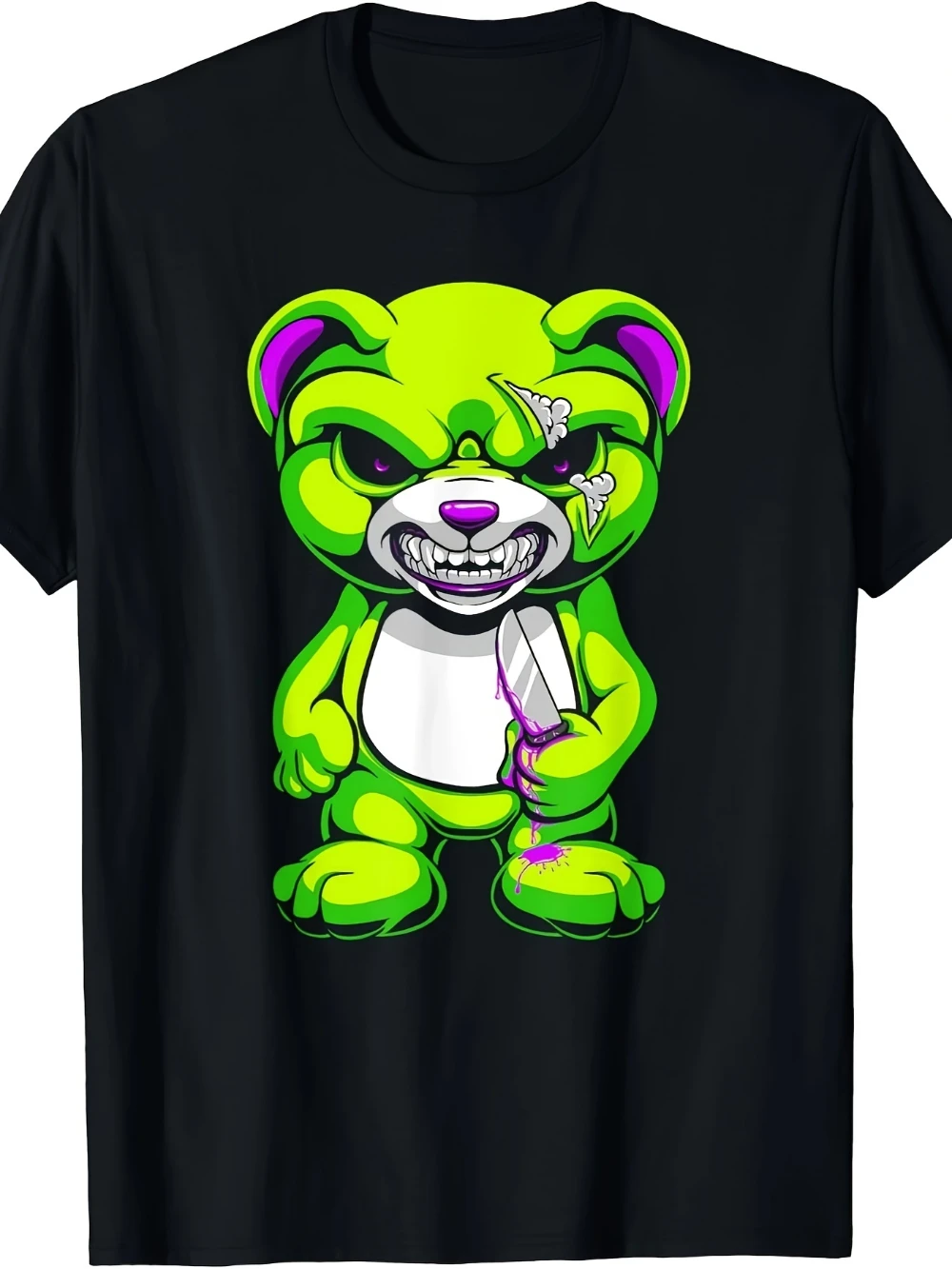 

Teddy Bear Shirt Halloween Horror Bear Printed T-Shirt Cotton Comfort Fabric Men's Casual Top Holiday Wear Men's Costume