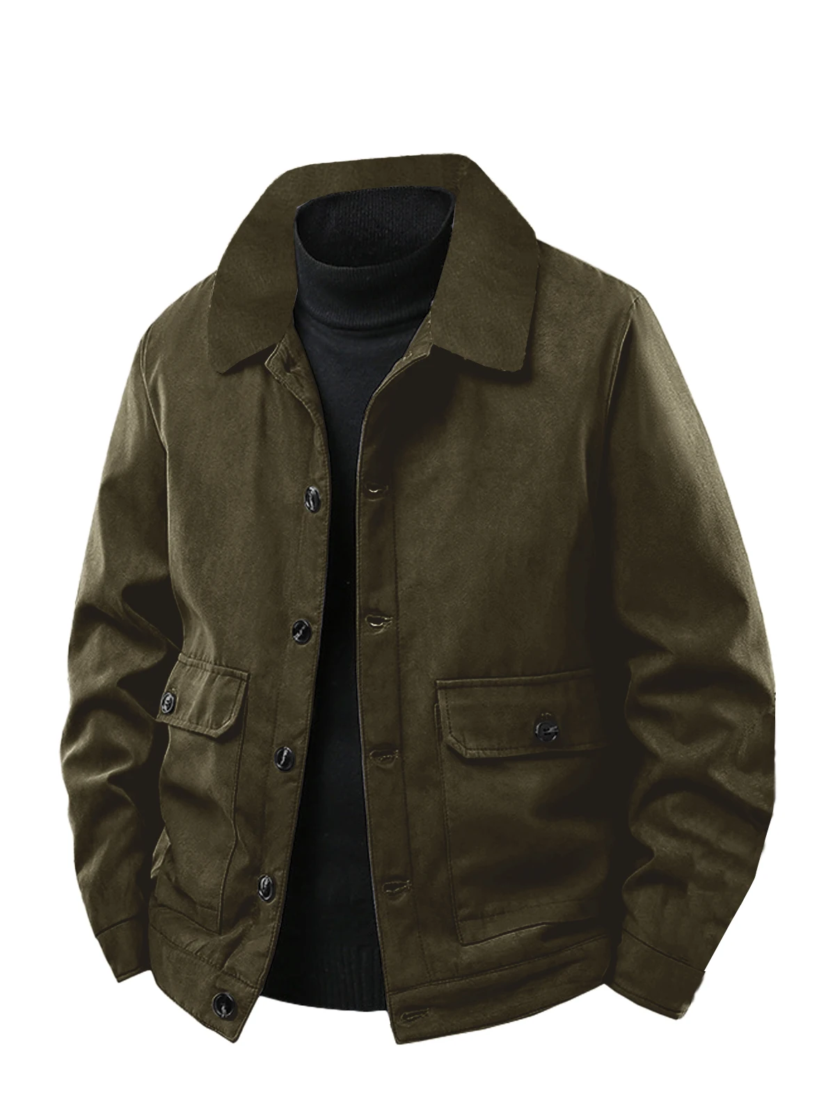 سترة رجالية عادية ربيع الخريف زر التلبيب معطف العمل جديد بلون متعدد جيب القمم الرجال الموضة جودة عالية