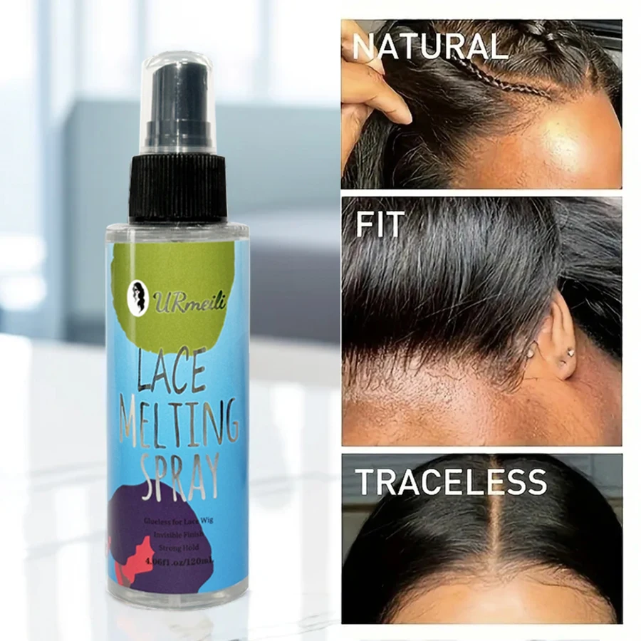 Spray de fusión de encaje de 120 ml, spray de fusión de peluca de encaje, fuerte sujeción de acabado natural, spray de fusión de peluca