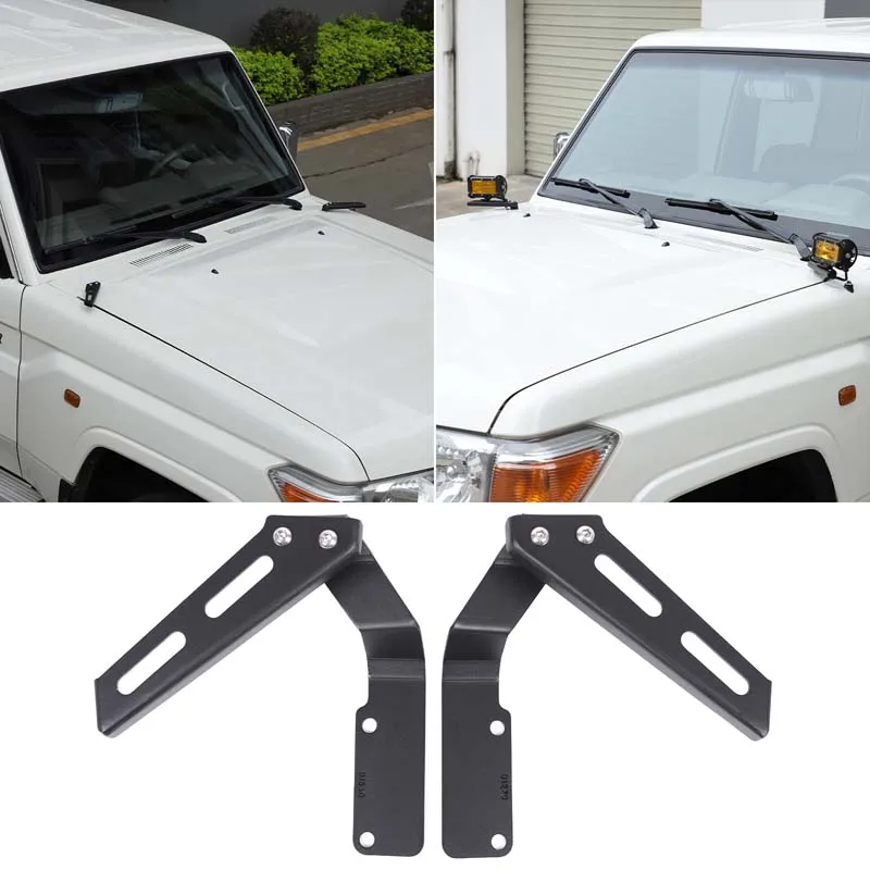 2Pcs Carbon Steel for Toyota LC71 LC76 LC79 2007-2026+ Car Hood Spotlight Bracket LED Light Bracket Modification Accessories