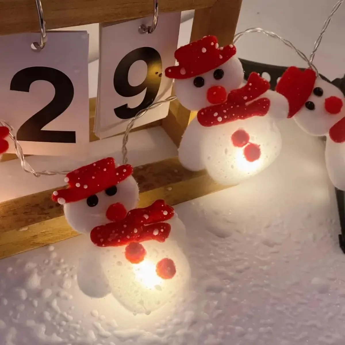 1pc 10/20 LED Plush Snowman String Lights Small Puppet Christmas Atmosphere Decorative Fairy Lights Perfect Xmas Gifts