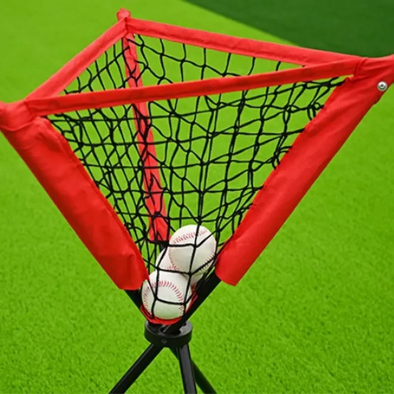 For Baseball Softball Portable Ball Collector Net Pocket Triangle Stand Removable Outdoor Practice Training Pitching Catching