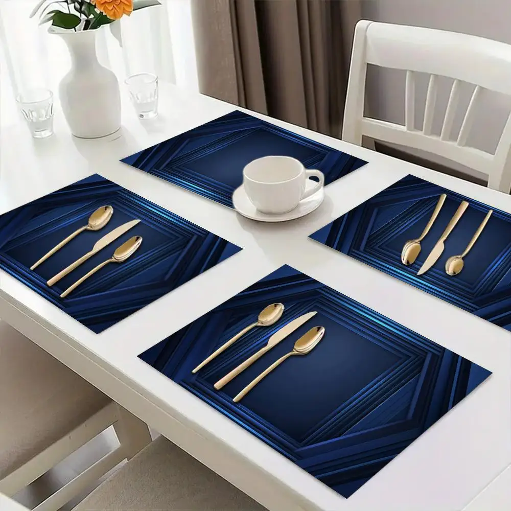 1pcs Placemats Blue Vertical Lines Background Vector Presentation Home Kitchen Dining Room Indoor Outdoor Decor