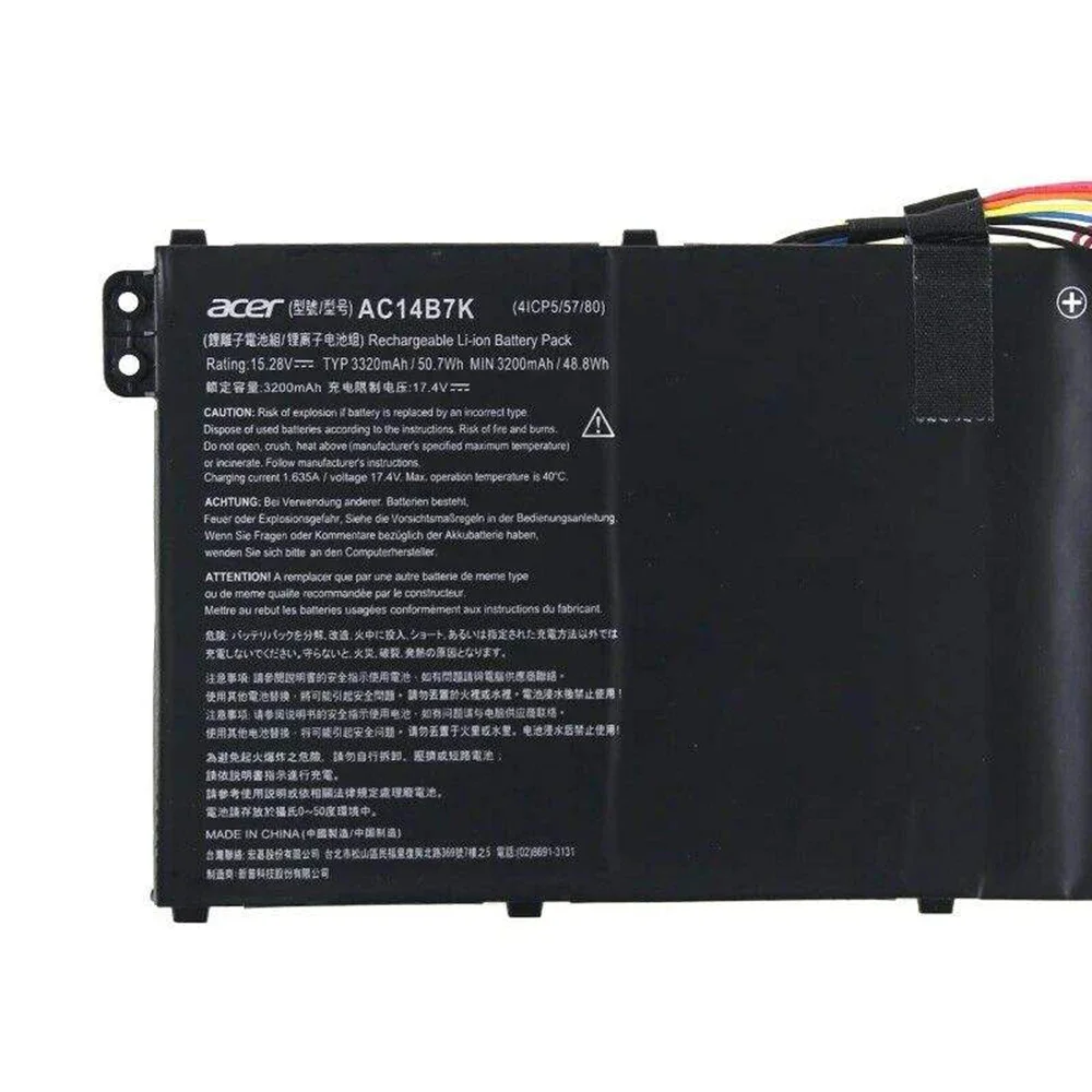 Imagem -02 - Bateria do Portátil Ac14b7k para Ac14b7k 15.28v 48.8wh para Acer Aspmate P236 Tmp236 Swift Sf31454 52g S401 Novo Original